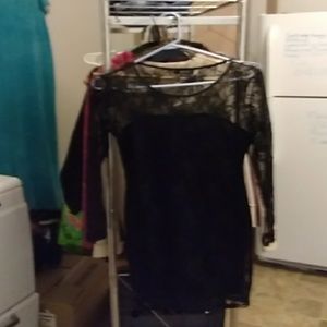 Black lace mini dress